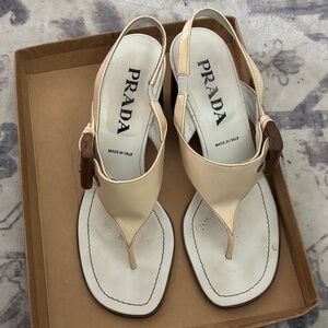 Prada Women's Beige Leather Sandals